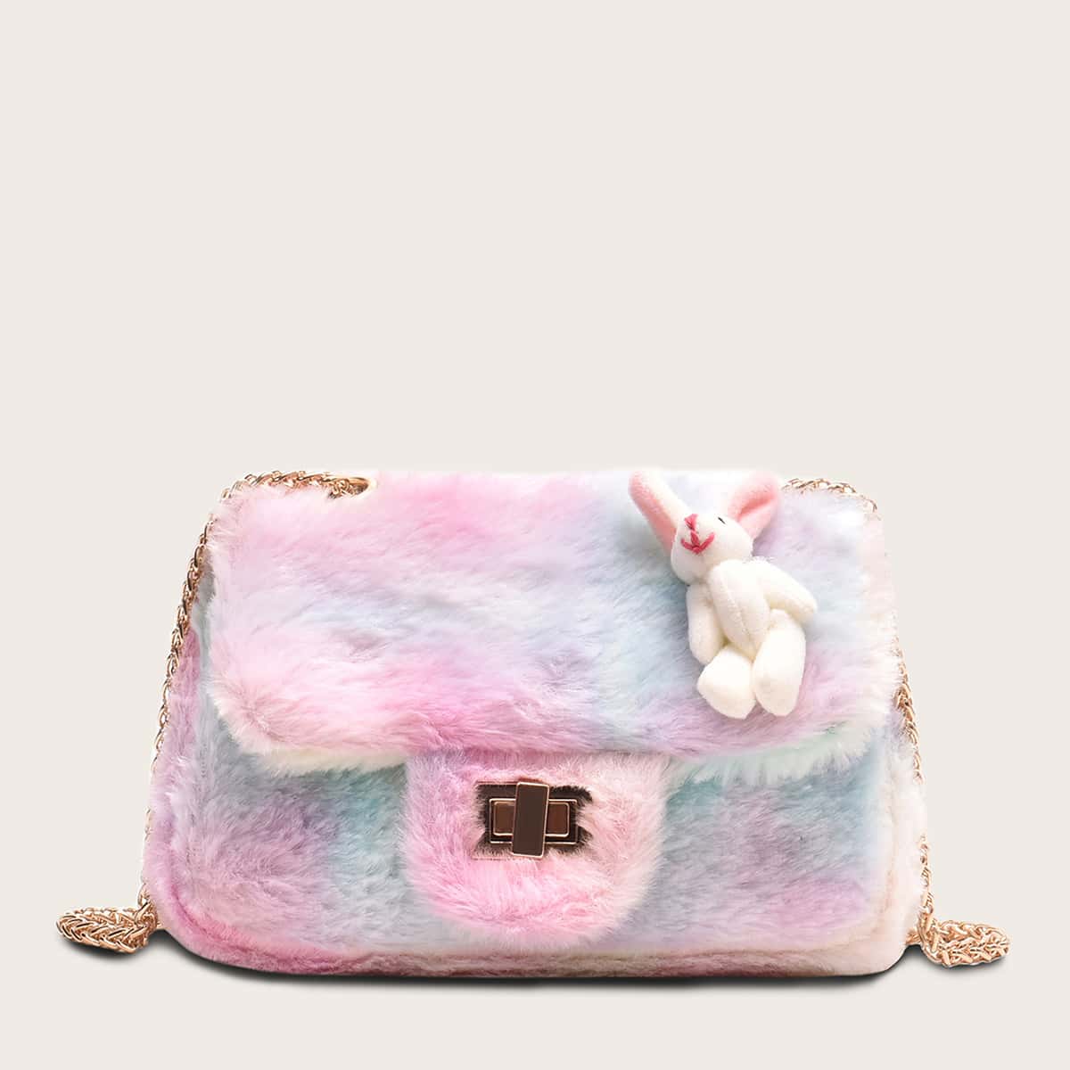 

Random Color Twist Lock Chain Bag, Multicolor