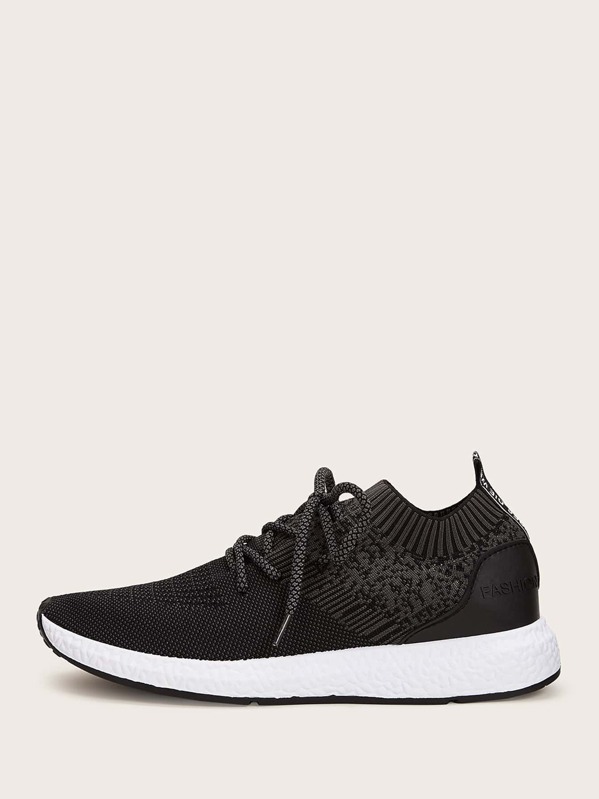 

Men Lace-up Front Wide Fit Sneakers, Black