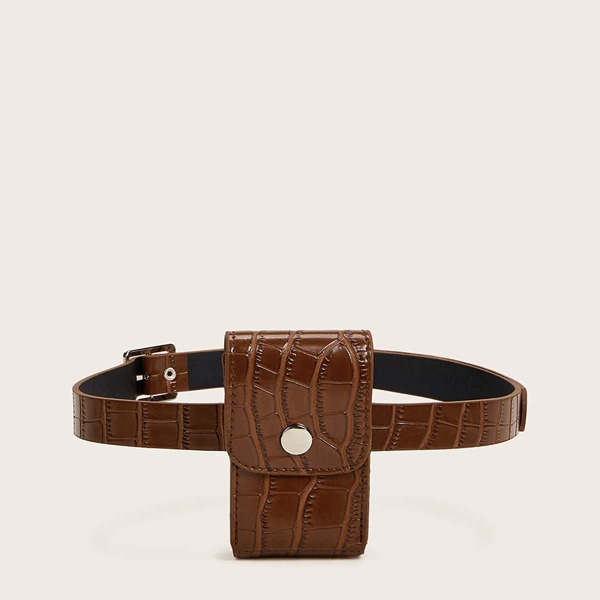 

Mini Croc Embossed Fanny Pack, Brown