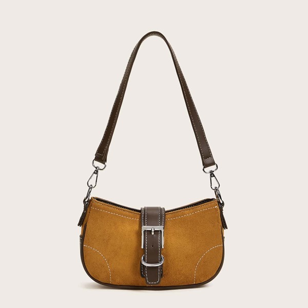 

Buckle Decor Baguette Bag