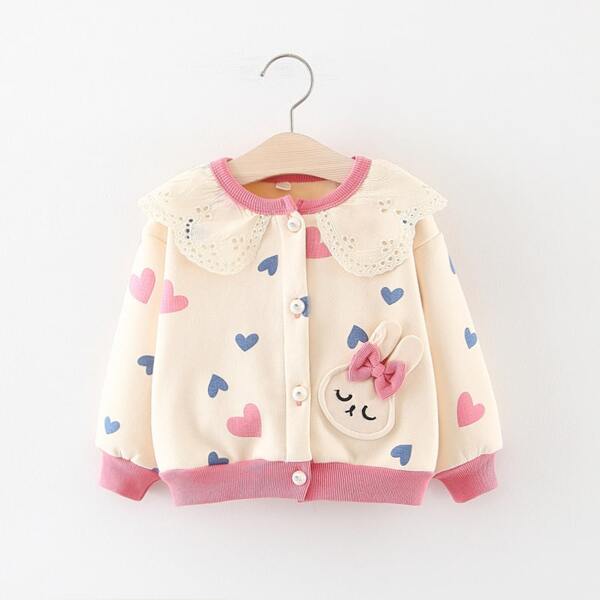 

Toddler Girls Contrast Schiffy Heart Bomber Jacket, Beige