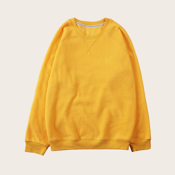 

Men Round Neck Raglan Sleeve Sweatshirt, Yellow bright