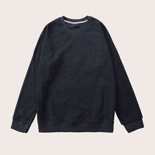

Men Round Neck Raglan Sleeve Sweatshirt, Navy