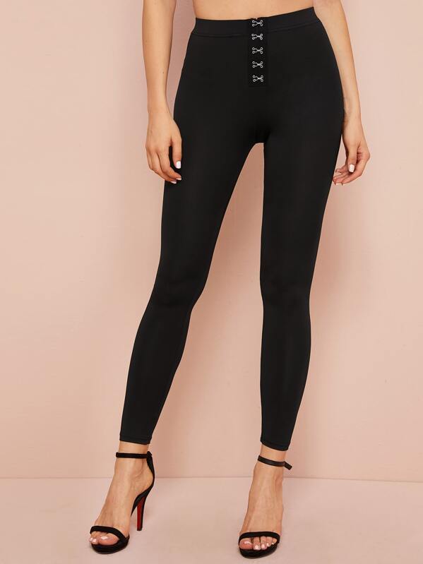 

Hook and Eye Detail Leggings, Black, Vlada