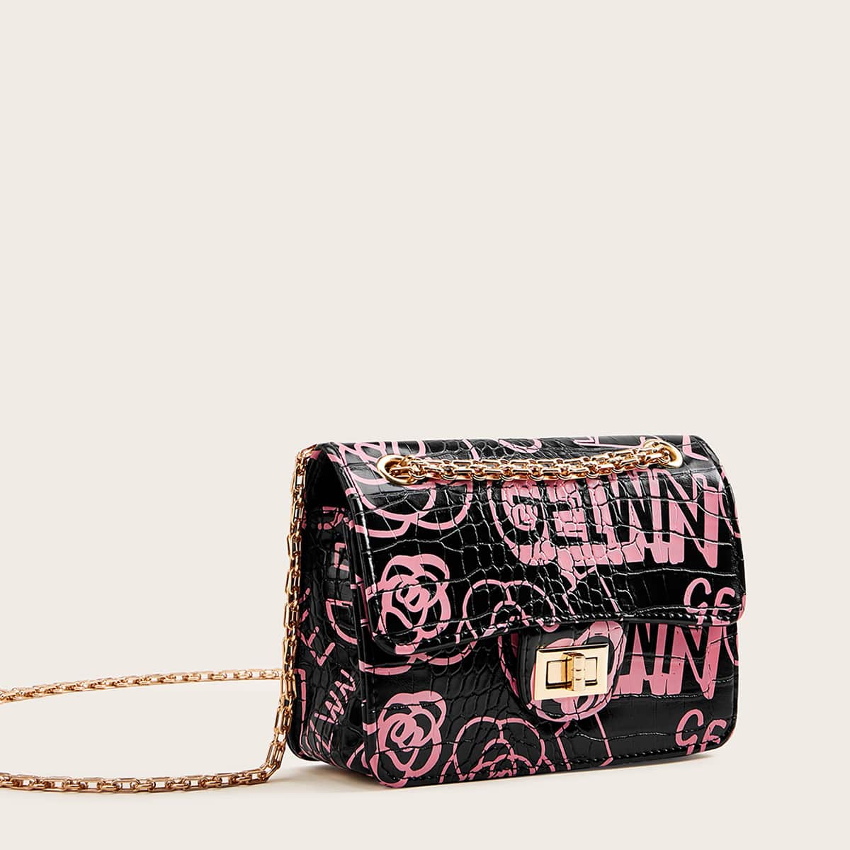 

Croc Embossed Chain Crossbody Bag, Multicolor