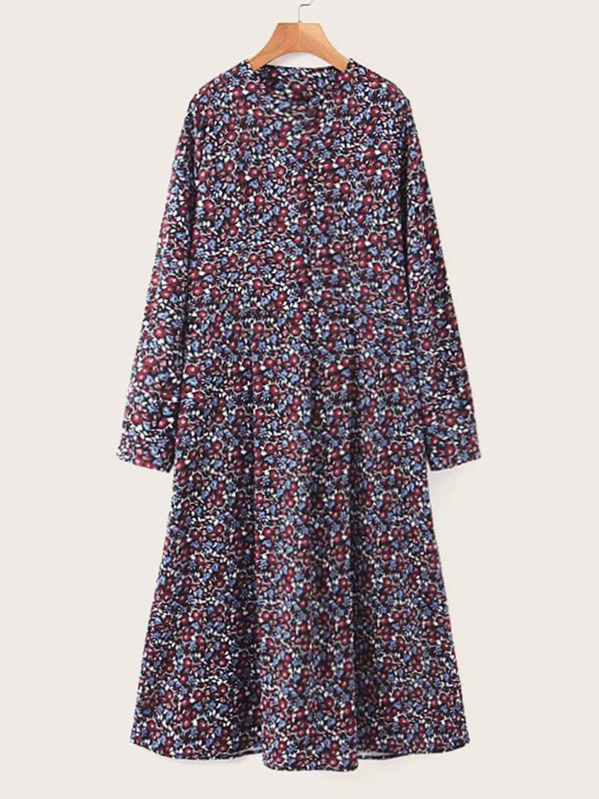 

Ditsy Floral Print Button Up Dress, Multicolor