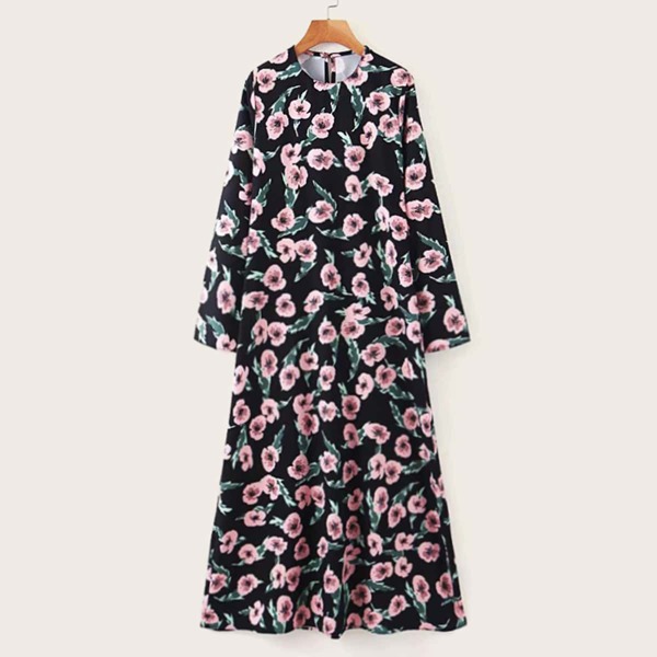 

Floral Print Keyhole Back Dress, Multicolor