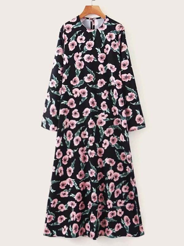 

Floral Print Keyhole Back Dress, Multicolor