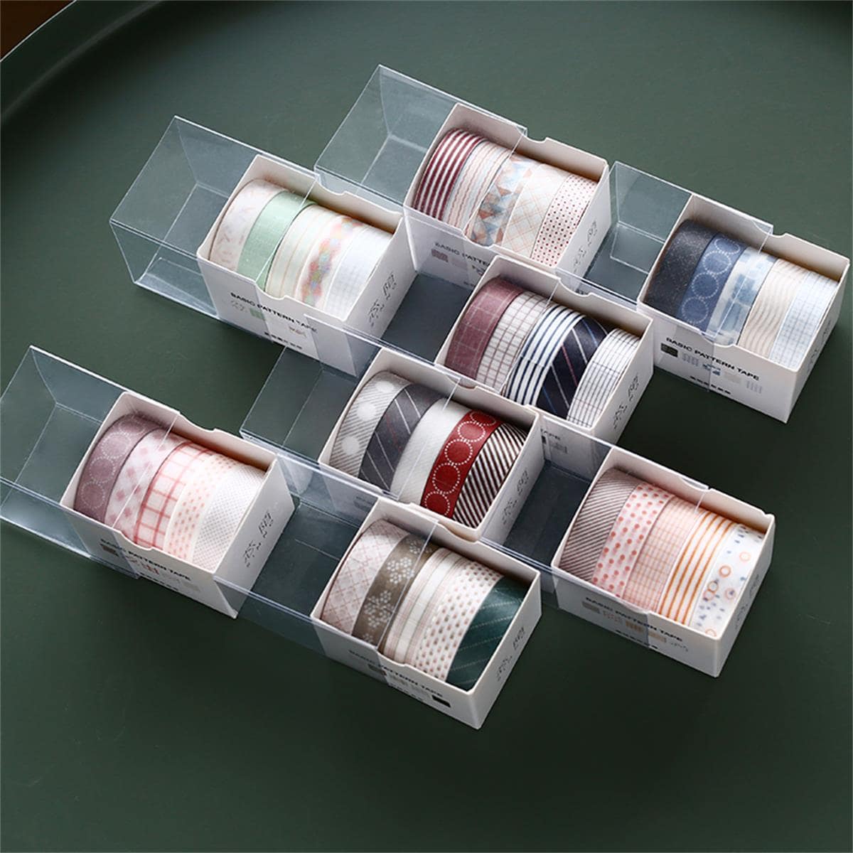 

5rolls Simple Striped Pattern Tape, Multicolor