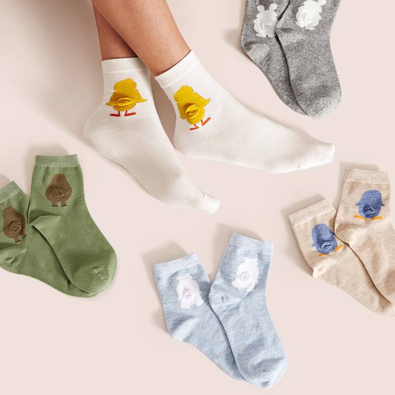

5pairs Cartoon Pattern Socks, Multicolor