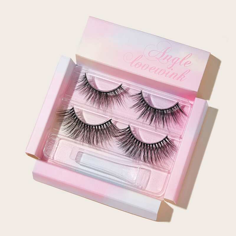 

2pairs 3D Natural Fake Eyelashes, Black