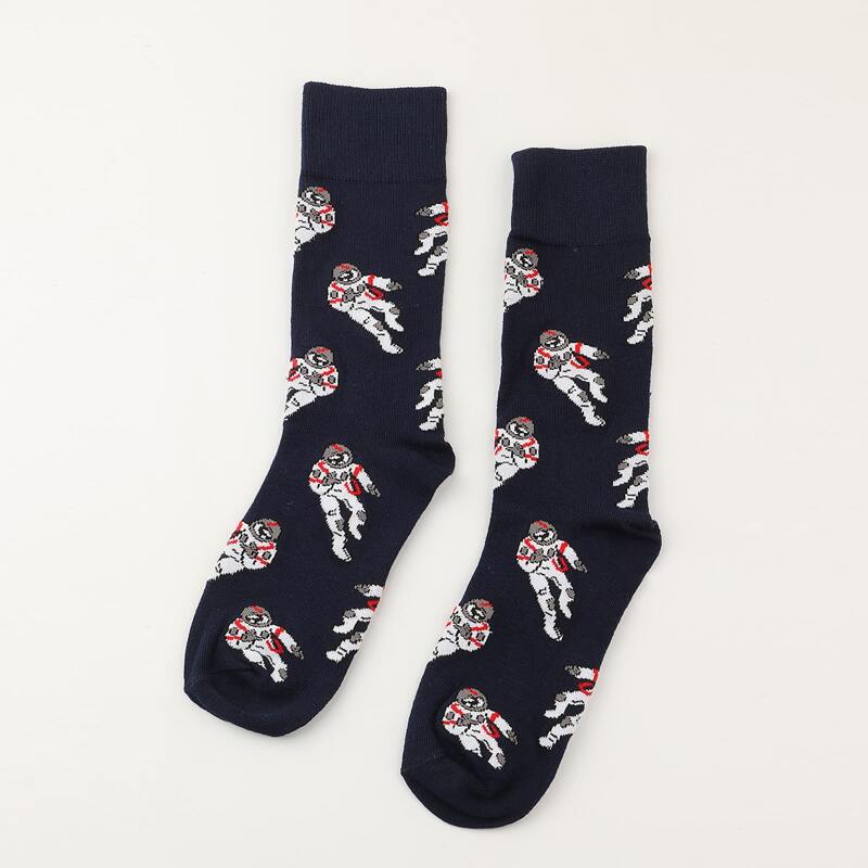 

1pair Guys Astronaut Pattern Socks, Multicolor