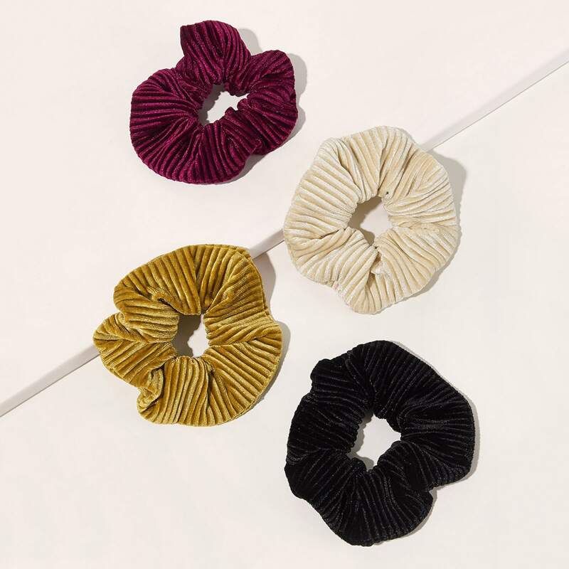 

4pcs Simple Scrunchie, Multicolor