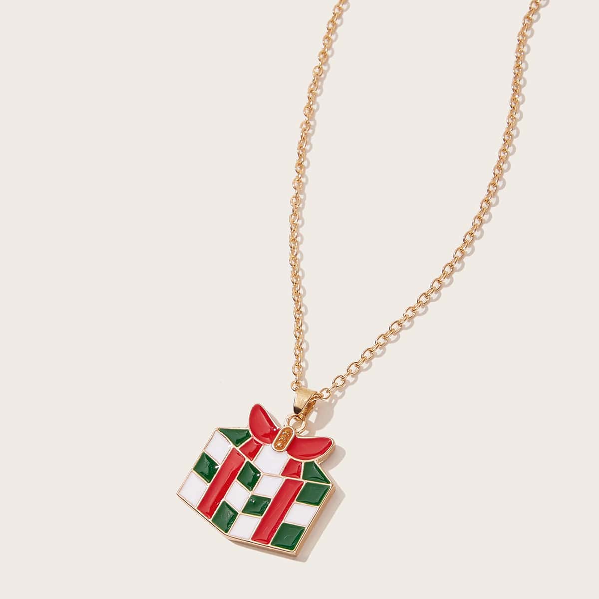

1pc Christmas Gift Charm Necklace, Gold