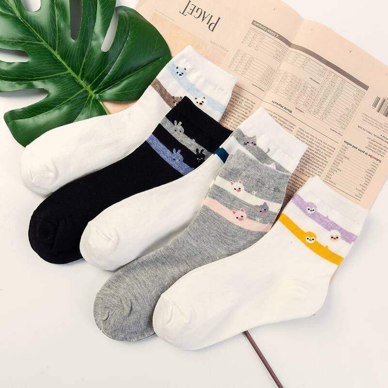 

5pairs Cartoon Pattern Socks, Multicolor