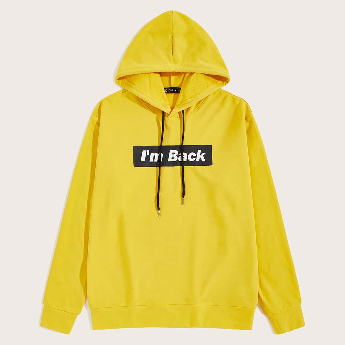 

Guys Slogan Graphic Drawstring Hoodie, Yellow bright