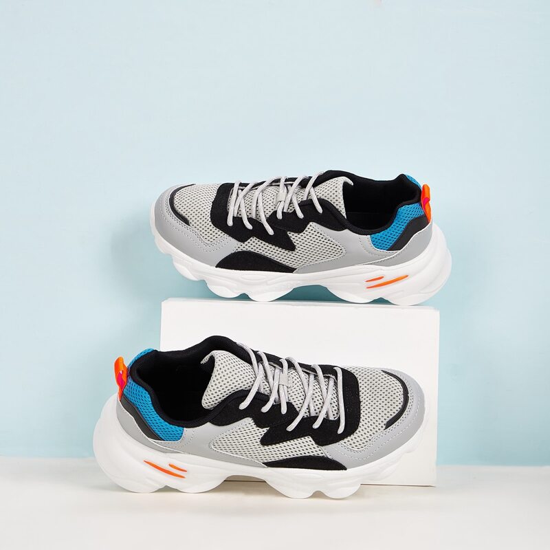 

Guys Lace-up Front Mesh Panel Chunky Sneakers, Multicolor