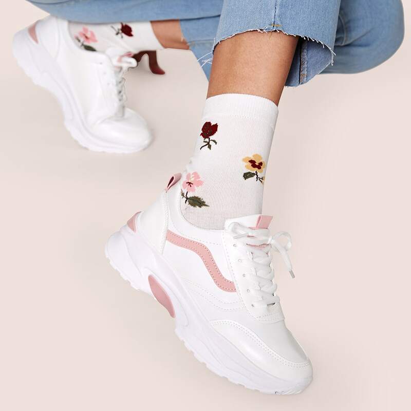 

Two Tone Chunky Sneakers, White