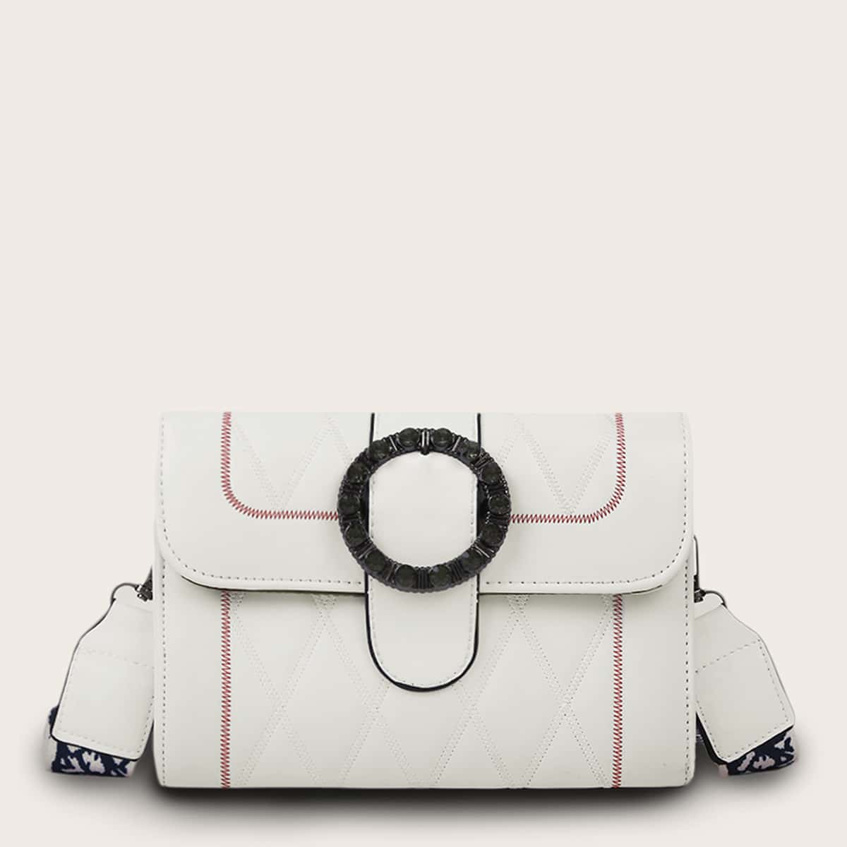 

Quilted Flap Crossbody Bag, White