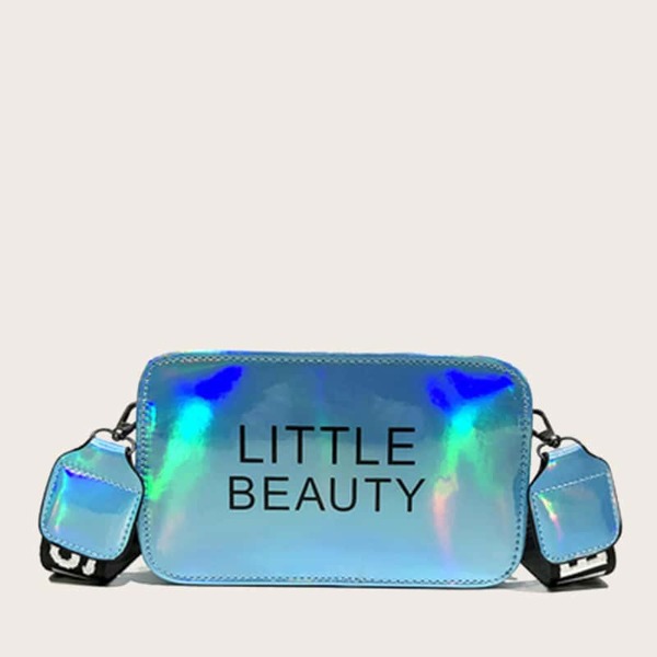 

Girls Letter Graphic Holographic Crossbody Bag