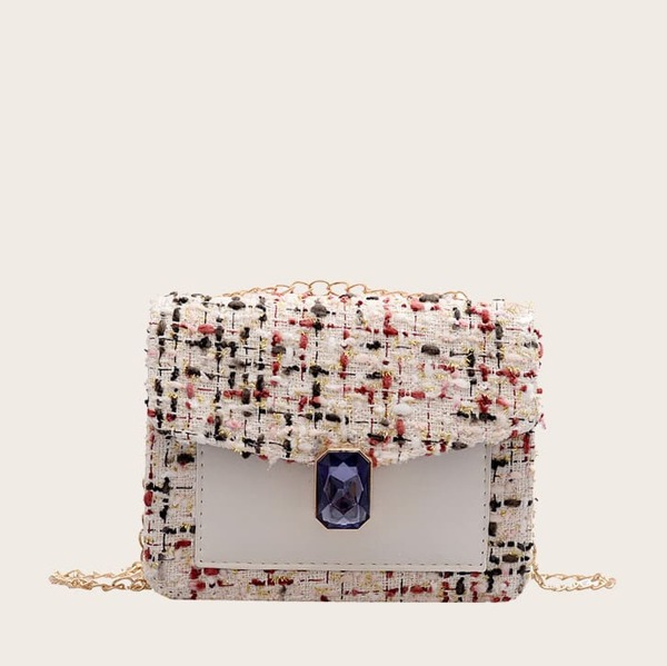 

Girls Tweed Flap Chain Bag