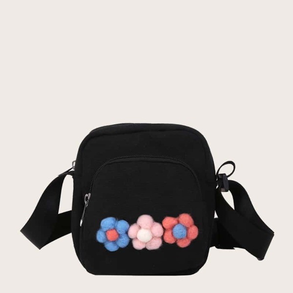 

Girls Floral Applique Decor Crossbody Bag