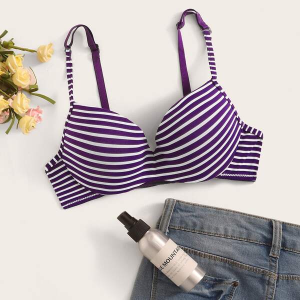 

Striped Underwire Bra, Purple