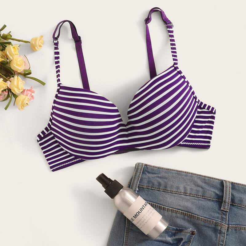 

Striped Underwire Bra, Purple