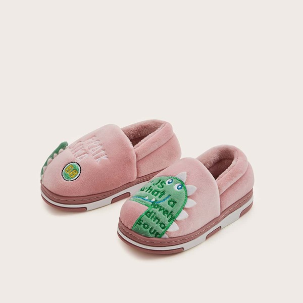 

Toddler Girls Cartoon Dinosaur Slippers, Pink