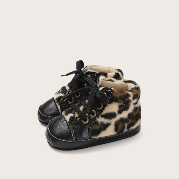 

Baby Girls Faux Fur Leopard Lace Up Sneakers, Multicolor