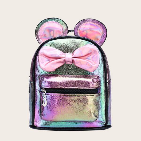 

Girls Bow Decor Glitter Backpack