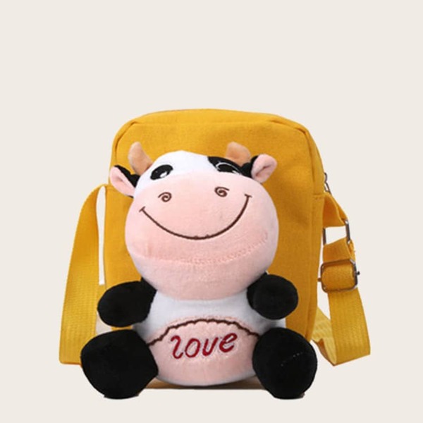 

Kids Fuzzy Cow Design Crossbody Bag