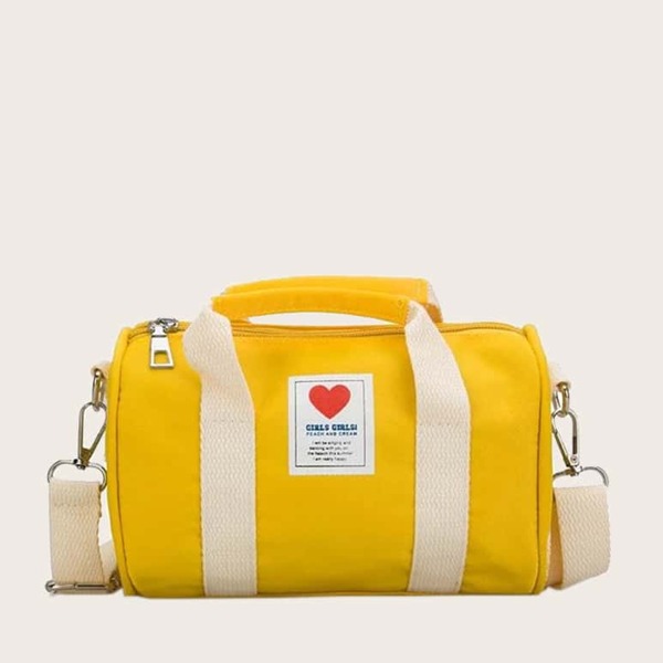 

Kids Heart Patch Decor Duffle Bag, Yellow