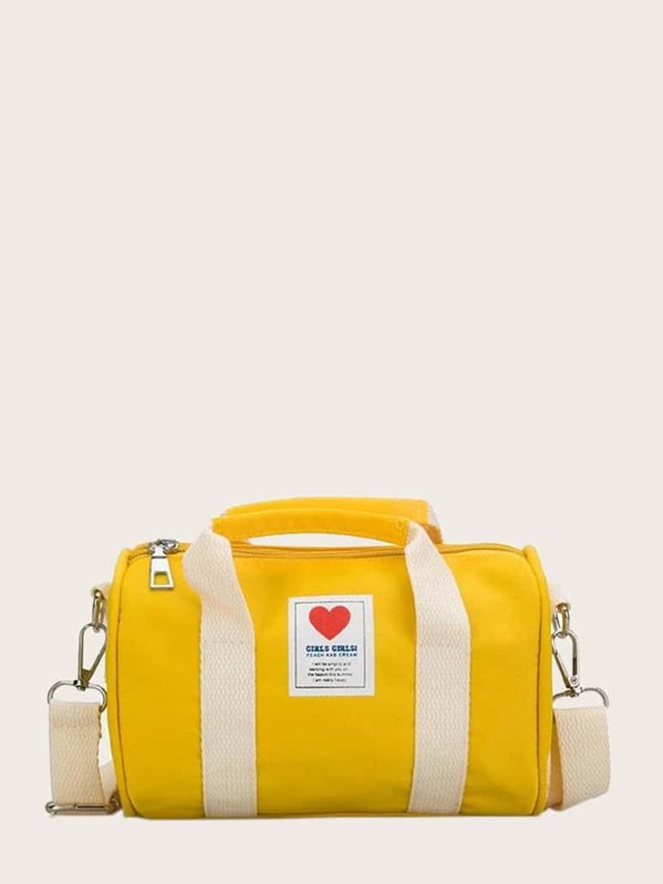 

Kids Heart Patch Decor Duffle Bag, Yellow