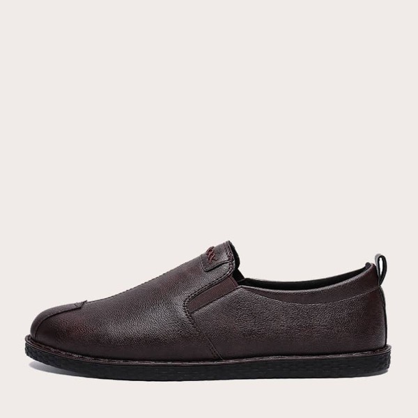 

Men Solid Stitch Detail Flats, Brown