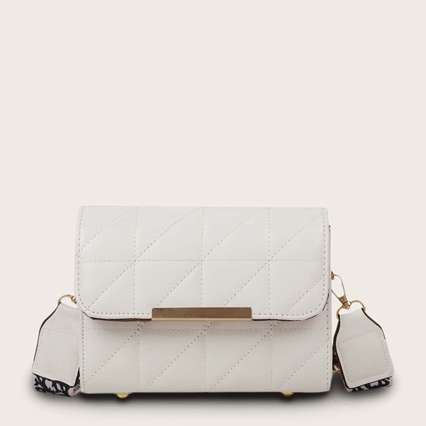 

Quilted Flap Crossbody Bag, White
