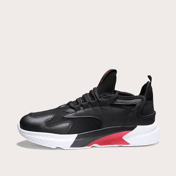 

Men Mesh Panel Lace Up Front Chunky Sneakers