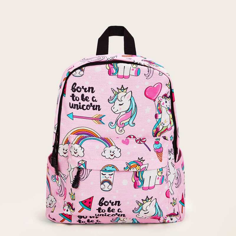 

Unicorn Graphic Pocket Front Backpack, Pink