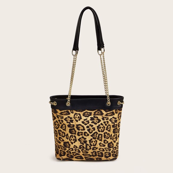 

Leopard Chain Tote Bag, Multicolor