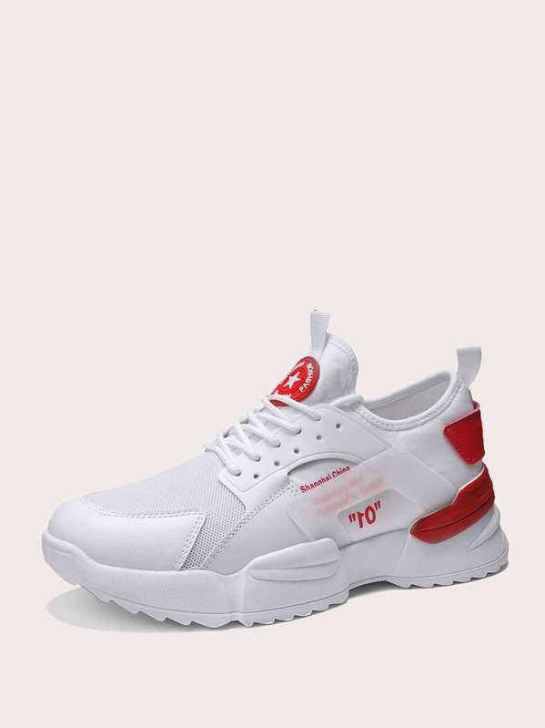

Men Letter Graphic Lace Up Chunky Sneakers, White