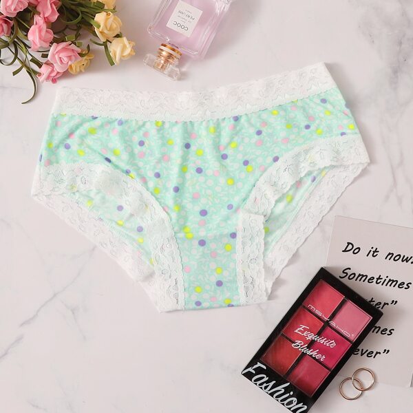 

Polka Dot Lace Trim Panty, Green