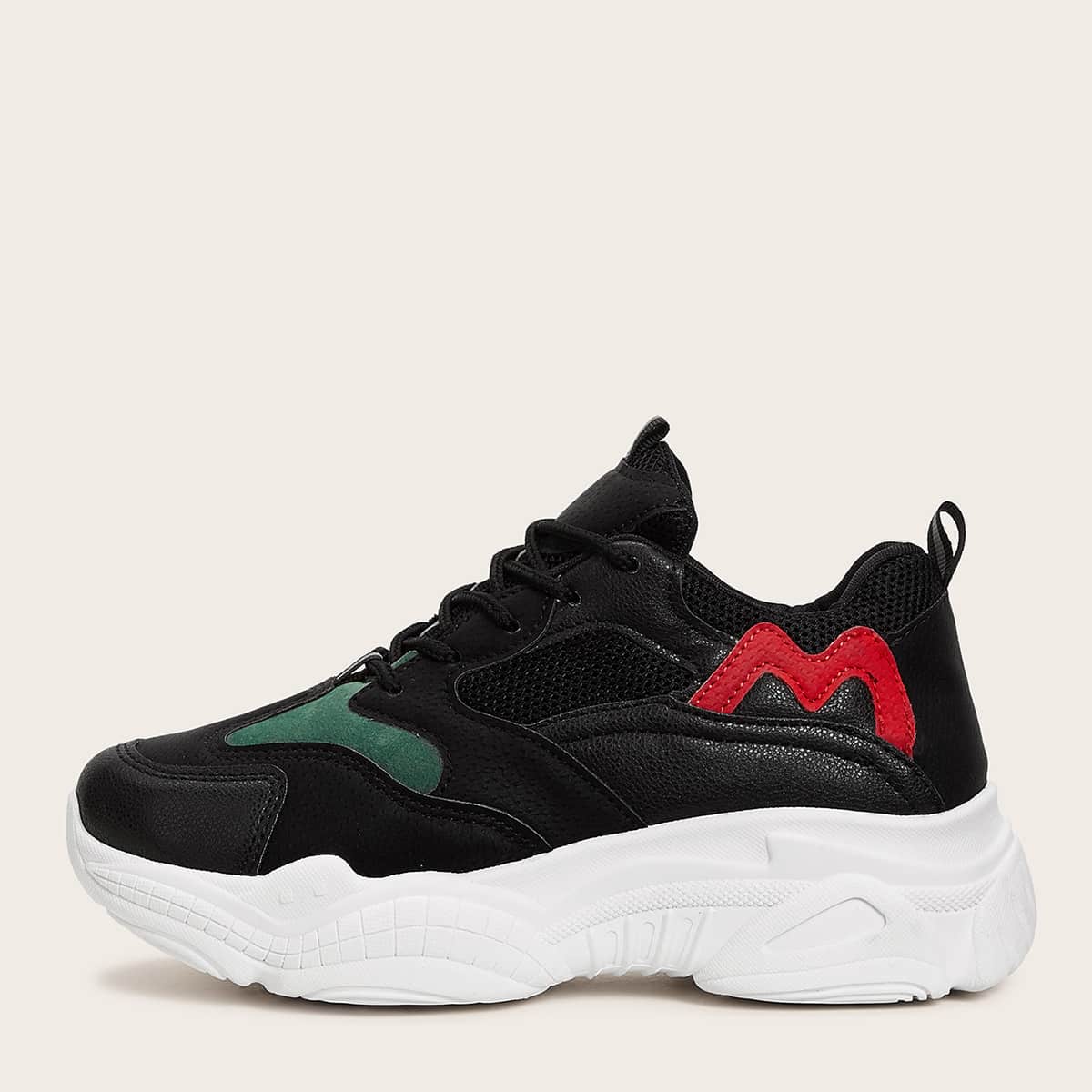 

Lace Up Front Chunky Sneakers, Black