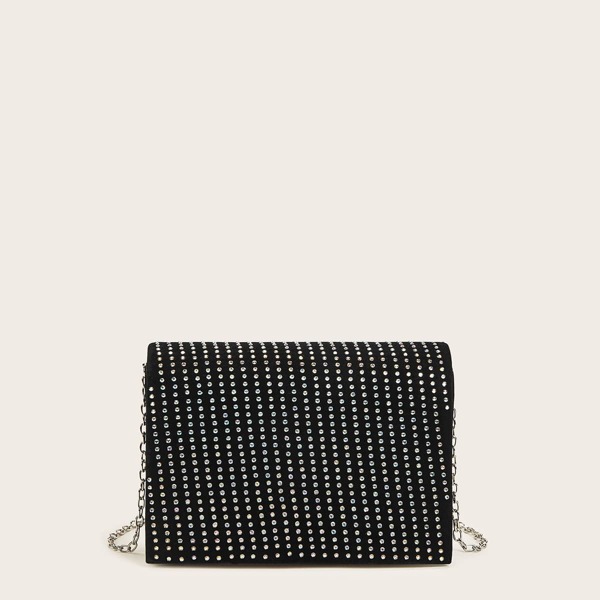 

Studded Decor Chain Crossbody Bag, Black