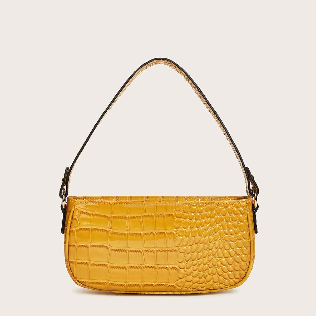 

Croc Embossed Baguette Bag, Yellow