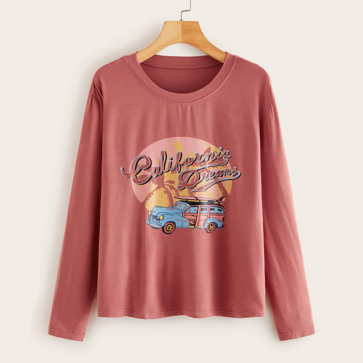 

Letter Graphic Long Sleeve Tee, Red