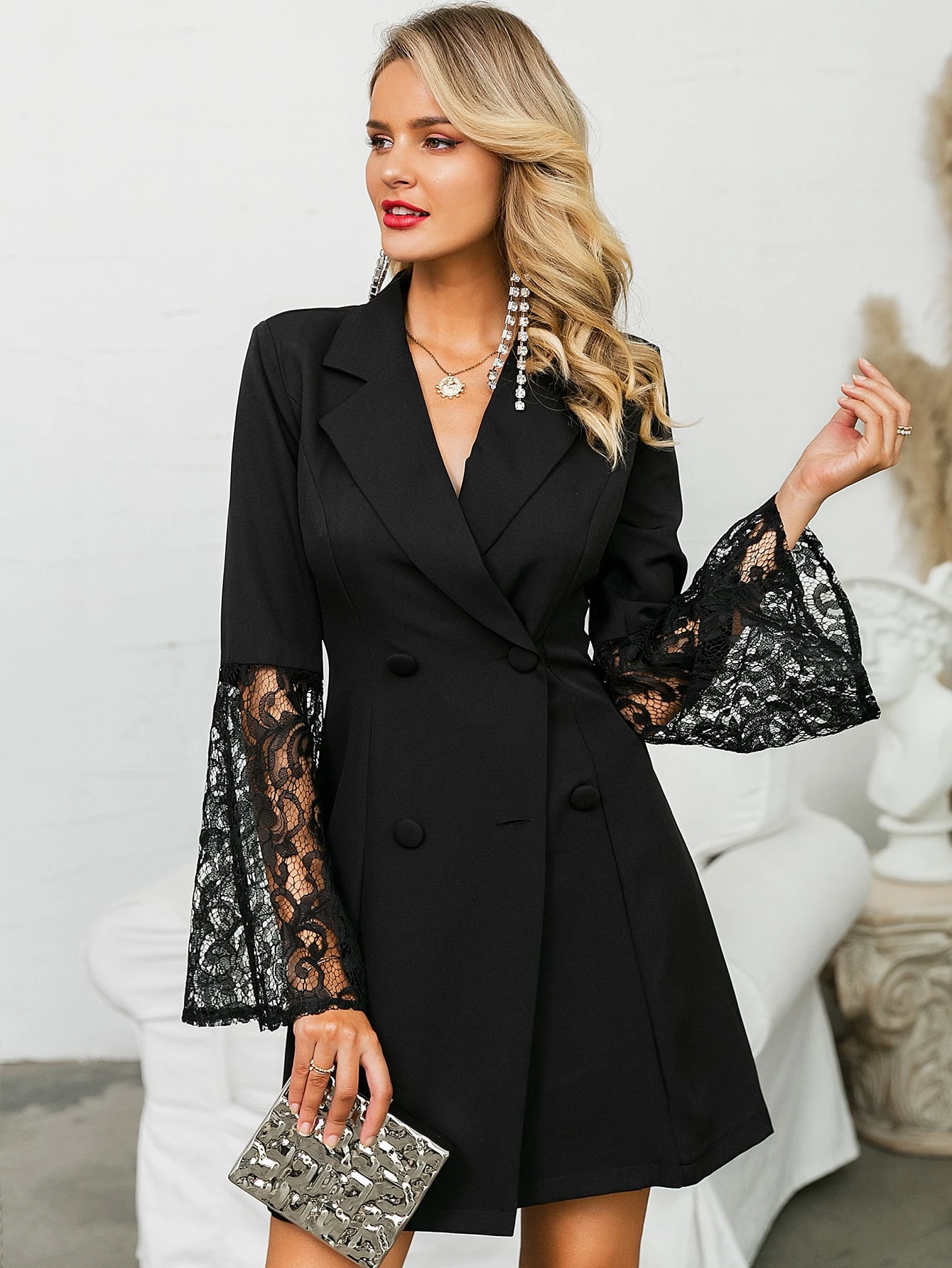 bell sleeve blazer dress