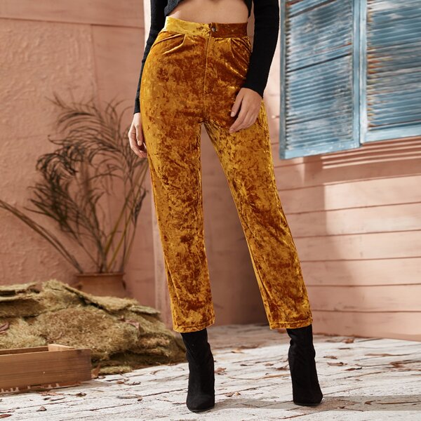 

Single Button Velvet Pants, Camel