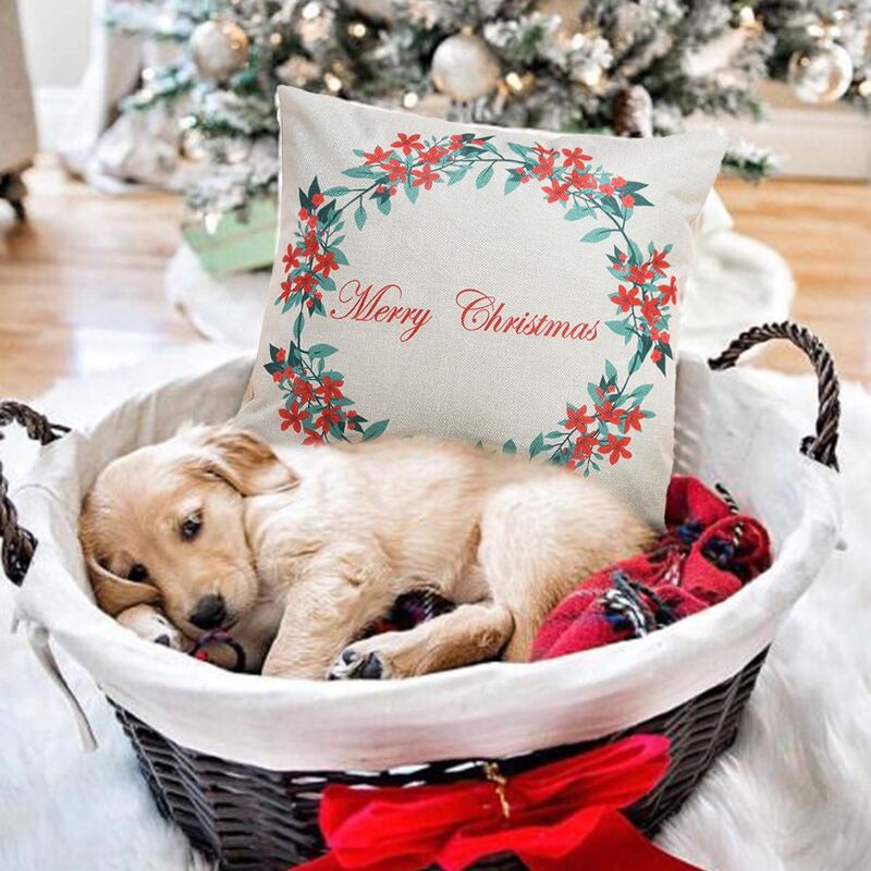

1pc Wreath & Letter Graphic Cushion Cover, Multicolor