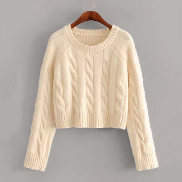 

Raglan Sleeve Twist Cable Knit Sweater