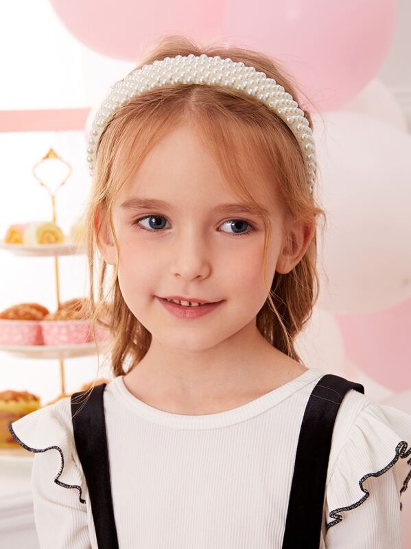 

Toddler Girls Faux Pearl Decor Headband, White